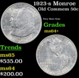 1923-s Monroe Old Commem Half Dollar 50c Grades Choice+ Unc