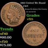 1863 United We Stand Civil War Token 1c Grades vf+