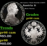 Proof 1780 Austria 1 Thaler Restrike 1t KM-T1 Grades GEM+ Proof Cameo