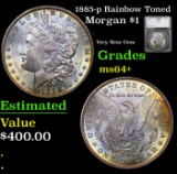 1885-p Morgan Dollar Rainbow Toned $1 Graded ms64+ By SEGS