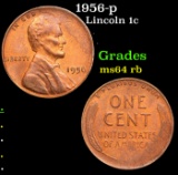 1956-p Lincoln Cent 1c Grades Choice Unc RB