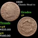 1808 Classic Head Large Cent 1c Grades g+