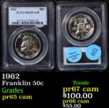 Proof PCGS 1962 Franklin Half Dollar 50c Graded pr65 dcam By PCGS