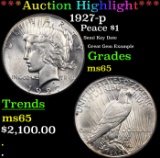 ***Auction Highlight*** 1927-p Peace Dollar $1 Grades GEM Unc (fc)