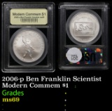 2006-p Ben Franklin Scientist Modern Commem Dollar $1 Graded ms69 By USCG