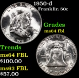 1950-d Franklin Half Dollar 50c Grades Choice Unc FBL