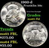 1960-d Franklin Half Dollar 50c Grades GEM FBL