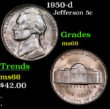 1950-d Jefferson Nickel 5c Grades GEM+ Unc