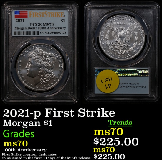 PCGS 2021-p Morgan Dollar First Strike $1 Graded ms70 By PCGS