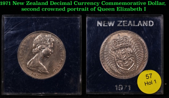 1971 New Zealand Decimal Currency Commemorative Dollar, second crowned portrait of Queen Elizabeth I