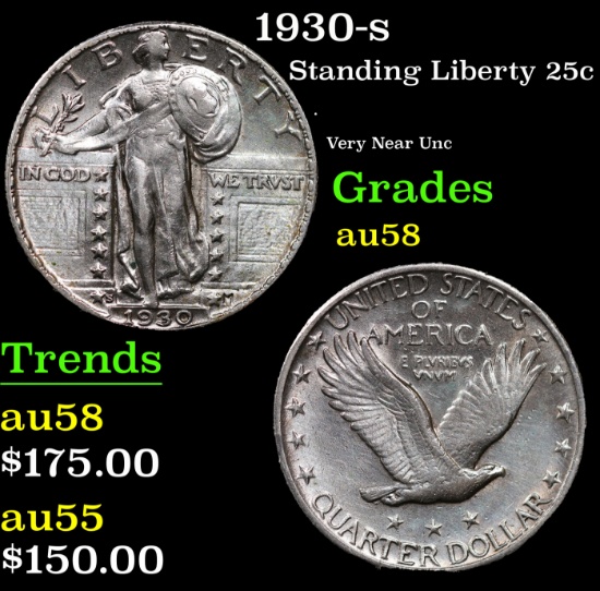 1930-s Standing Liberty Quarter 25c Grades Choice AU/BU Slider