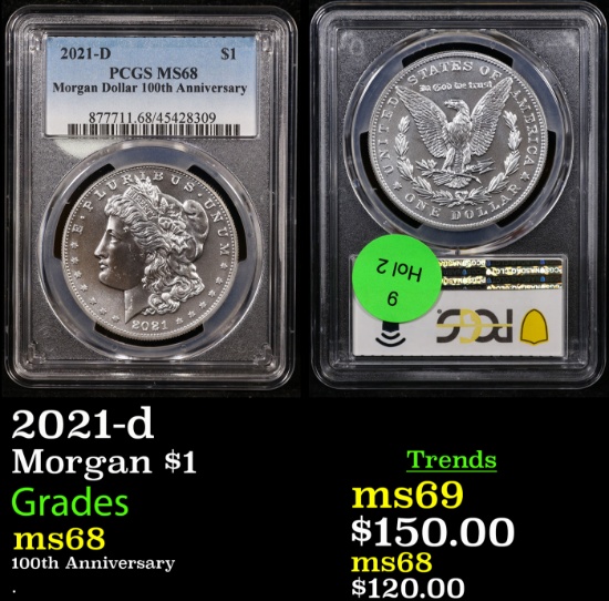 PCGS 2021-d Morgan Dollar $1 Graded ms68 By PCGS