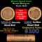 Mixed small cents 1c orig shotgun roll, 1918-d Wheat Cent, 1898 Indian Cent other end, Brinks Wrappe