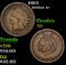 1862 Indian Cent 1c Grades f+