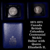 1871-1971 Canada British Columbia Centennial Nickle Dollar with Queen Elizabeth II, as at 37 years o