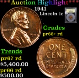 Proof ***Auction Highlight*** 1941 Lincoln Cent 1c Graded Gem+= Proof Red By USCG (fc)