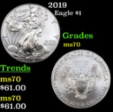 2019 Silver Eagle Dollar $1 Grades ms70, Perfection