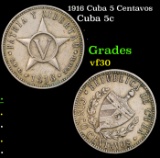 1916 Cuba 5 Centavos Grades vf++