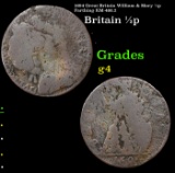 1694 Great Britain William & Mary 1/2p Farthing KM-466.2 Grades g, good