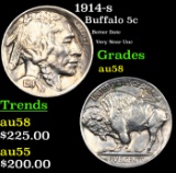 1914-s Buffalo Nickel 5c Grades Choice AU/BU Slider
