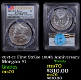 PCGS 2021-cc Morgan Dollar First Strike 100th Anniversary $1 Graded ms70 By PCGS