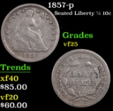 1857-p Seated Liberty Half Dime 1/2 10c Grades vf+