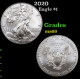 2020 Silver Eagle Dollar $1 Grades ms69