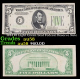 1934 $5 Light Green Seal Federal Reserve Note Grades Choice AU/BU Slider