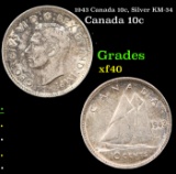 1943 Canada 10c, Silver KM-34 Grades xf