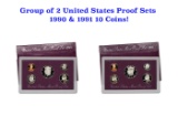 Group of 2 United States Mint Proof Sets 1990-1991 10 coins