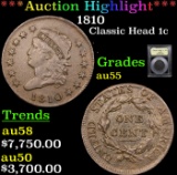 ***Auction Highlight*** 1810 Classic Head Large Cent 1c Graded Choice AU By USCG (fc)