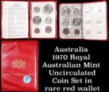 Australia 1970 Royal Australian Mint Uncirculated Coin Set in rare red wallet