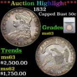 ***Auction Highlight*** 1832 Capped Bust Half Dollar 50c Graded ms63 By SEGS (fc)