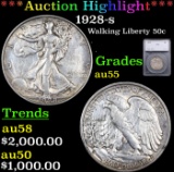 ***Auction Highlight*** 1928-s Walking Liberty Half Dollar 50c Graded au55 By SEGS (fc)