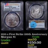 PCGS 2021-o Morgan Dollar First Strike 100th Anniversary $1 Graded ms69 By PCGS