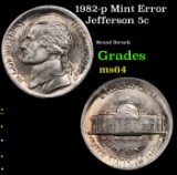 1982-p Jefferson Nickel Mint Error 5c Grades Choice Unc