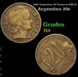 1949 Argentina 20 Centavos KM-42 Grades f+