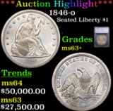 ***Auction Highlight*** 1846-o Seated Liberty Dollar $1 Graded ms63+ By SEGS (fc)