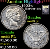 ***Auction Highlight*** 1902-o Barber Quarter 25c Graded Select Unc PL By USCG (fc)