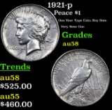 1921-p Peace Dollar $1 Grades Choice AU/BU Slider