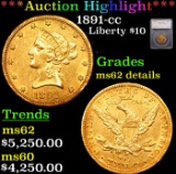 ***Auction Highlight*** 1891-cc Gold Liberty Eagle $10 Graded ms62 details By SEGS (fc)
