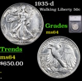 1935-d Walking Liberty Half Dollar 50c Graded ms64 By SEGS