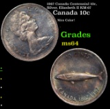 1967 Canada Centennial 10c, Silver, Elizabeth II KM-67 Grades Choice Unc