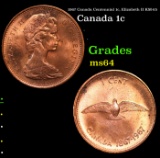 1967 Canada Centennial 1c, Elizabeth II KM-65 Grades Choice Unc