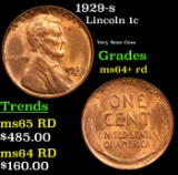 1929-s Lincoln Cent 1c Grades Choice+ Unc RD
