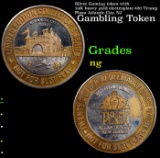 Silver Gaming token with 24K heavy gold electroplate $20 Trump Plaza Atlantic City, NJ Grades
