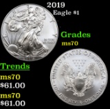 2019 Silver Eagle Dollar $1 Grades ms70, Perfection