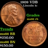 1909 VDB Lincoln Cent 1c Grades GEM+ Unc RB