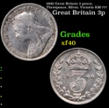 1900 Great Britain 3 pence, Threepence, Silver, Victoria KM-777 Grades xf