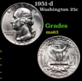 1951-d Washington Quarter 25c Grades Select Unc
